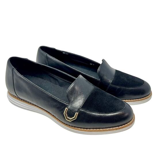 Cole Haan Black OriginalGrand C Buckle Loafer 7.5 VGUC Comfortable Preppy - Picture 2 of 10